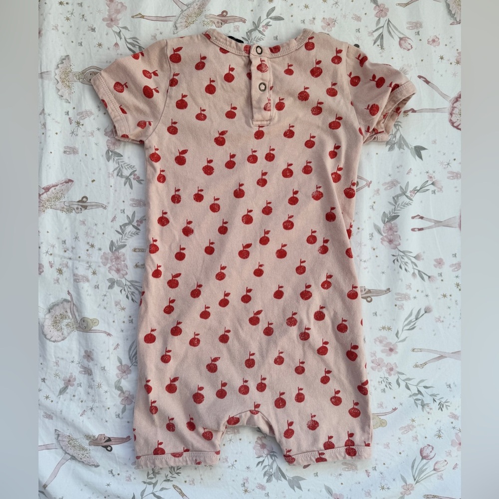 Bobo Choses Apple Print Organic Cotton Romper Girls 2-3Y 98cm Red Pink - Picture 2 of 7